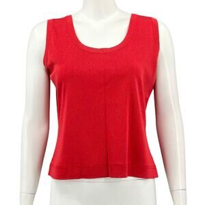 Exclusively Misook Top Women Medium Red Sleeveless Shell Tank Knit Travel Office